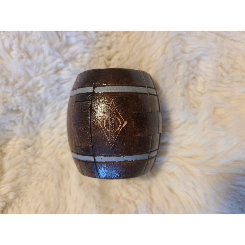 TRUE GENIUS POWDER KEG Wooden Barrel PUZZLE